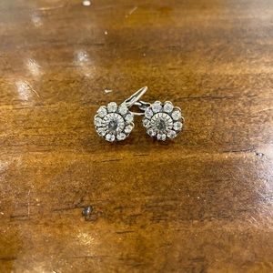 Silver lever-back Crystal Flower Earrings